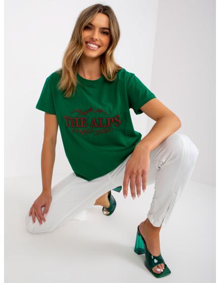Dámské tričko se záplatami REAS zeleno-béžové
