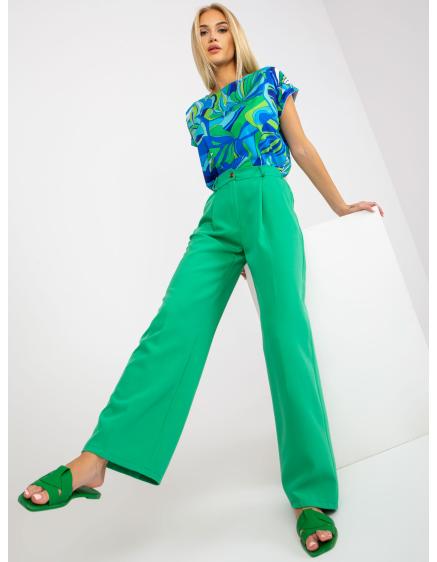 Dámské kalhoty s širokými nohavicemi a kapsami HUNT zelené