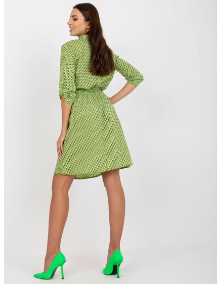Dámské šaty s 3/4 rukávy vzorované ležérní CAROLINA zelené
