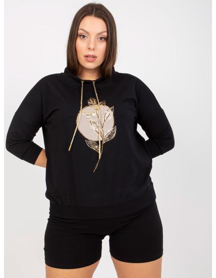 Dámská halenka plus size s potiskem CHRYSTA černá Dámská halenka plus size s potiskem CHRYSTA černá