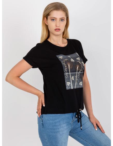Dámské tričko bavlněné plus size AARON černé