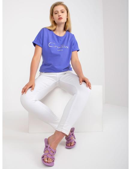 Dámské tričko s krátkým rukávem bavlněné plus size DERICA fialové