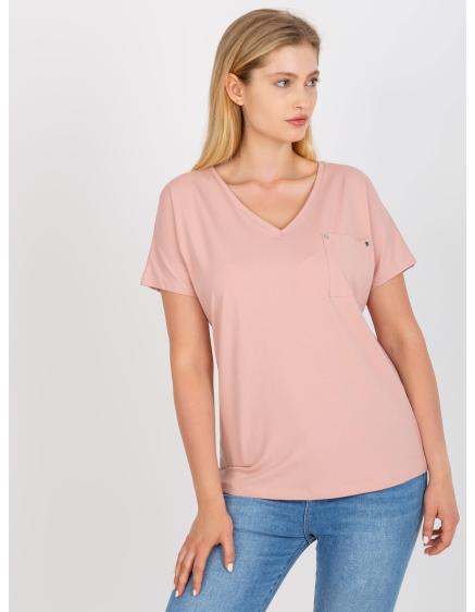 Dámské tričko se srdíčkovým výstřihem plus size PENNY růžové