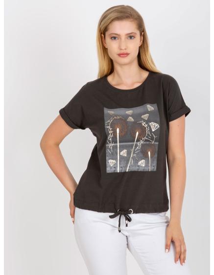 Dámské tričko plus size s potiskem bavlněné CALVERT khaki