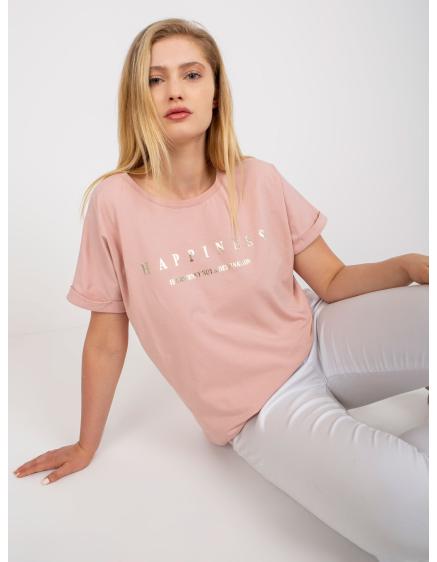 Dámské tričko plus size s potiskem bavlněné JAYLA růžové