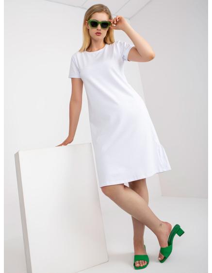 Dámské šaty s volánem na zádech bavlněné plus size ROS bílé
