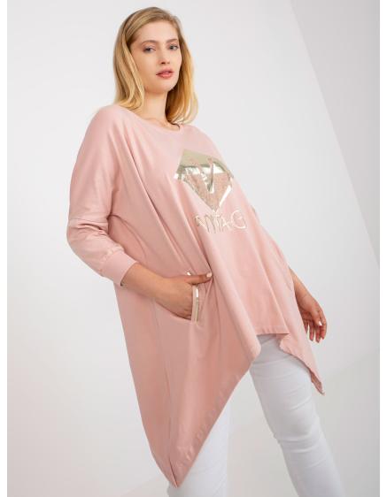 Dámská halenka s kapsami dlouhá plus size CHARITY růžová Dámská halenka s kapsami dlouhá plus size CHARITY růžová