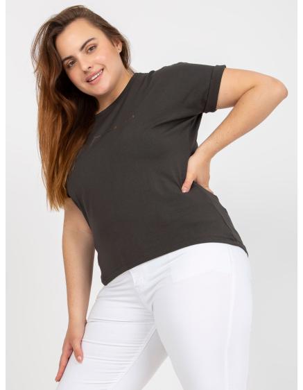 Dámské tričko asymetrické plus size bavlněné MIA khaki