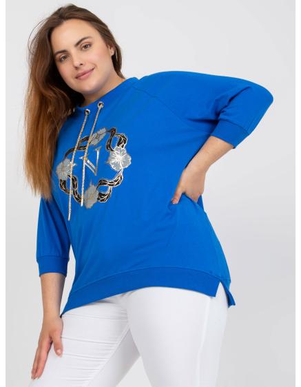 Dámská halenka s potiskem a 3/4 rukávy plus size CLAIRE tmavě modrá Dámská halenka s potiskem a 3/4 rukávy plus size CLAIRE tmavě modrá