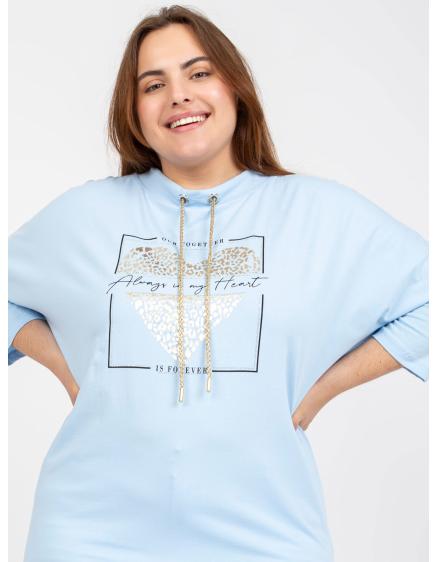 Dámská halenka plus size s 3/4 rukávy CLARA světle modrá