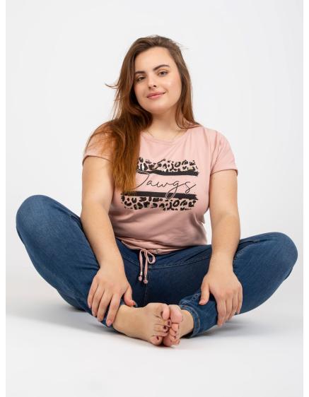 Dámské tričko s potiskem plus size GRACE růžové