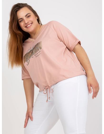 Dámská halenka výstřihem plus size ATHENA růžová