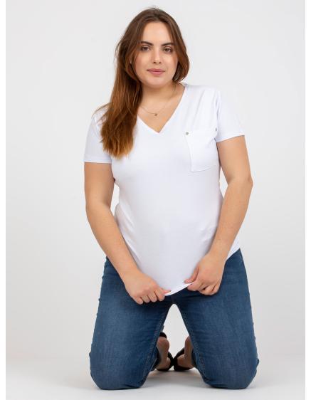 Dámské tričko s kapsou bavlněné plus size NETA bílé