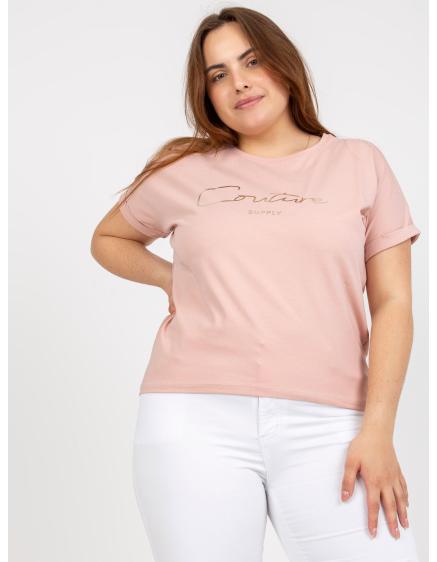 Dámské tričko se sloganem plus size ITA růžové