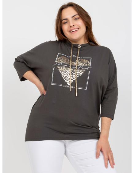 Dámská halenka bavlněná plus size MARAYANN khaki