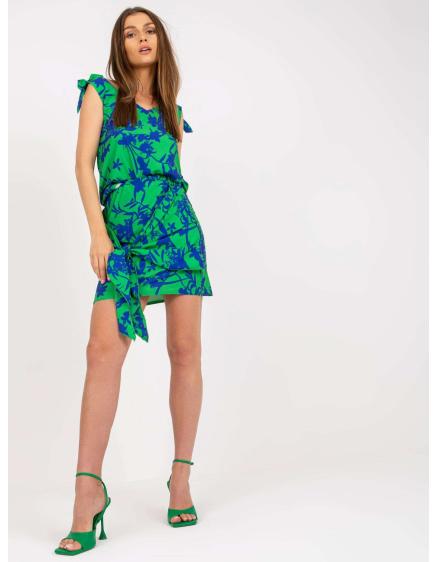 Dámská sukně s potisky mini RUE PARIS zelenomodrá