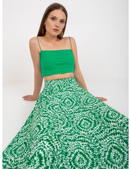 Dámská sukně se vzorem maxi RUE PARIS bílo-zelená
