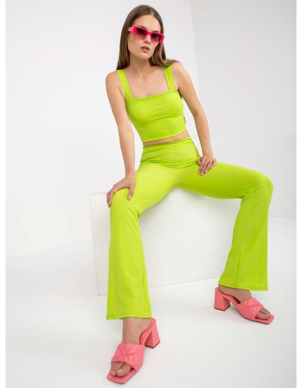 Dámský komplet s kalhotami s vysokým pasem GERRA limetkově zelený