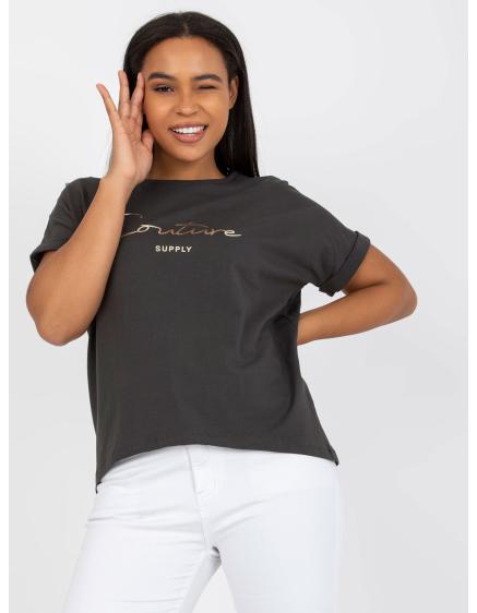 Dámské tričko plus size s nápisem CARRIE khaki
