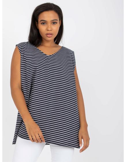 Dámský top plus size bavlněný DEMI modrý a bílý Dámský top plus size bavlněný DEMI modrý a bílý