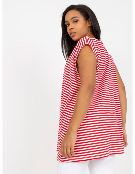 Dámský top plus size SHELBY bílý a červený Dámský top plus size SHELBY bílý a červený