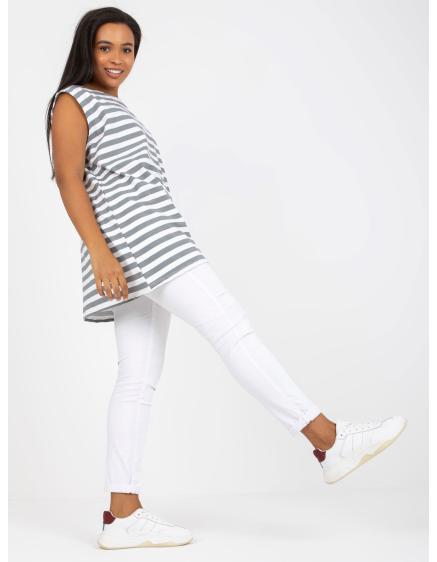Levně Dámský top s kulatým výstřihem plus size LIDY bílo-šedý