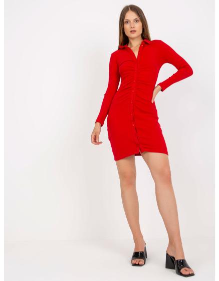 Dámské šaty s knoflíky RUE PARIS červené