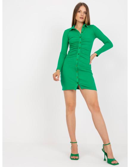 Dámské šaty s knoflíky RUE PARIS zelené