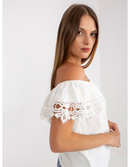 Levně Dámská halenka s krátkými rukávy pruhovaná LINES bílá
