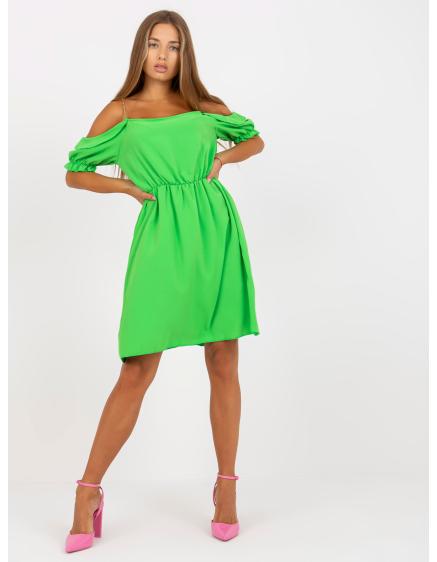 Dámské šaty s elastickým pasem mini RHETT světle zelené