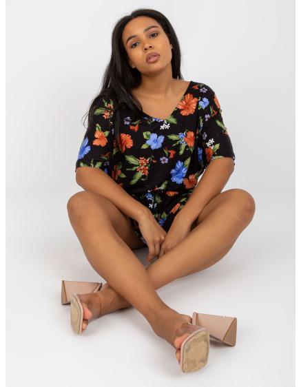 Levně Dámské šaty s viskózou mini plus size ALLY černo-modré