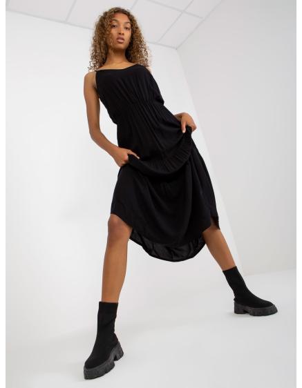 Dámské šaty s viskózovým volánem maxi SUBLEVEL černé