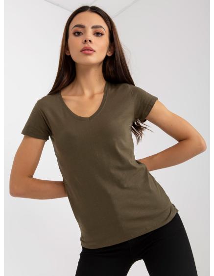 Levně Dámské tričko plus size bavlněné MARLON khaki