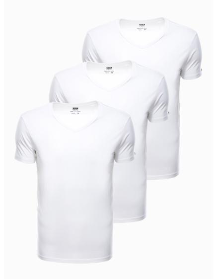 Pánské jednobarevné tričko - bílé 3-pack GRIFFIN