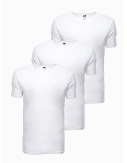 Pánské jednobarevné tričko - bílé 3ks HALL