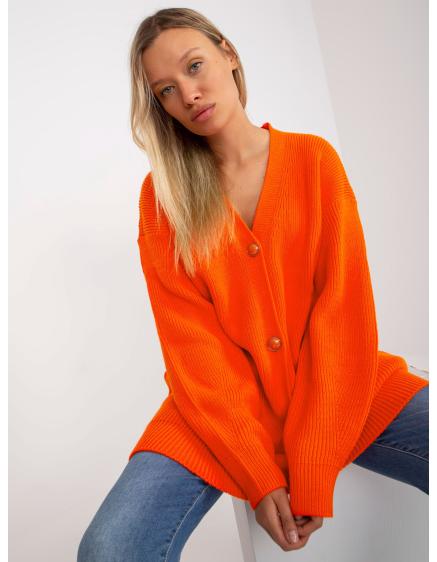 Dámský svetr s ozdobnými knoflíky RUE PARIS oranžový