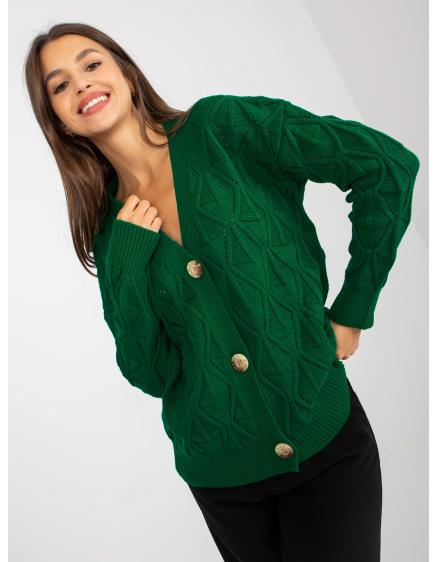 Dámský svetr na knoflíky RUE PARIS tmavě zelený