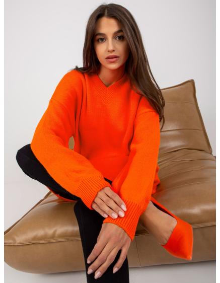 Dámský svetr oversize pletený RUE PARIS oranžový