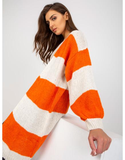 Dámský svetr pletený OCH BELLA ecru-oranžový
