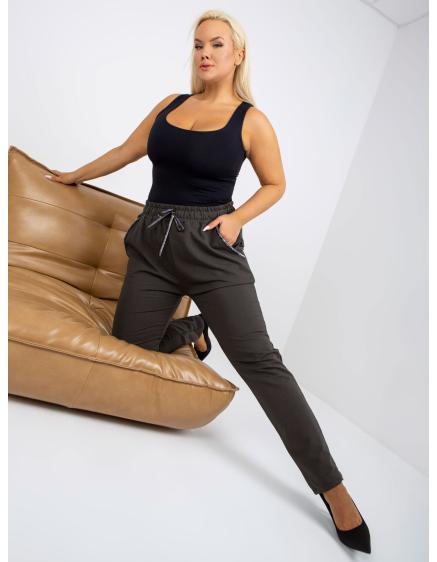 Dámské tepláky s kapsami plus size SAVAGE khaki