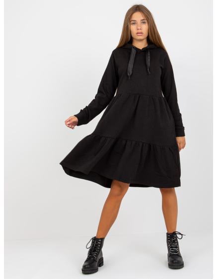 Dámské šaty s kapucí rozšířené teplákové FRESH MADE černé