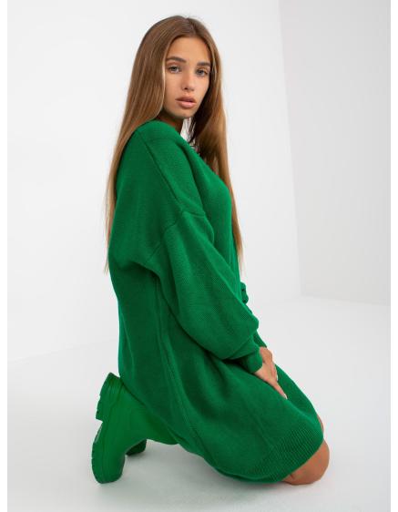Dámské šaty s výstřihem do V RUE PARIS zelené