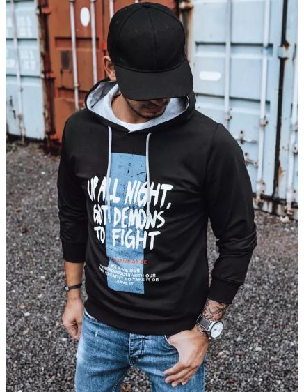 Levně Pánská mikina s potiskem FIGHT černá