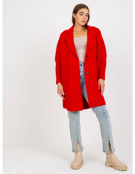 Dámský kabát z alpaky s kapsami EVELINE červený