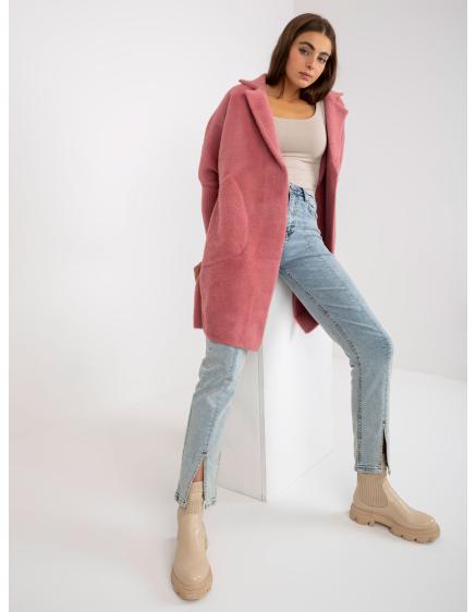 Dámský kabát z alpaky značky EVELINE růžový