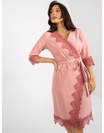 Dámské šaty s 3/4 rukávy koktejlové BLAIR růžové