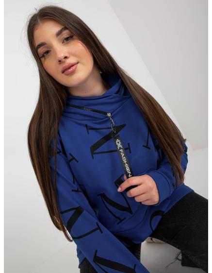 Levně Dámská mikina s písmeny plus size KRYSTLE tmavě modrá