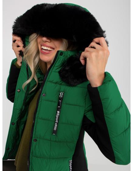 Dámská bunda s kapucí přechodná prošívaná MALIAH tmavě zelená  