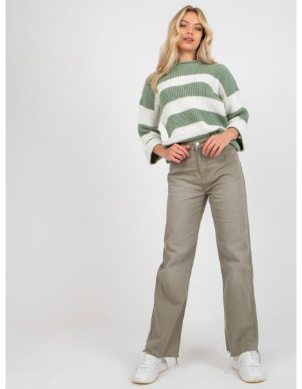 Levně Dámské kalhoty s širokými nohavicemi FRESH MADE khaki