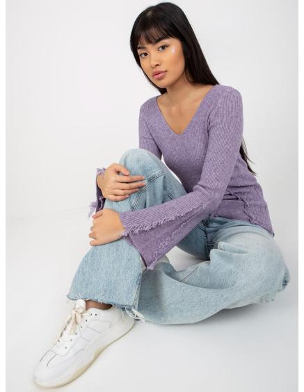 Dámský svetr s výstřihem MERRYL fialový